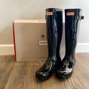 NWT Hunter Rain Boots Black Gloss
